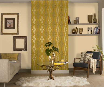 yellow pattern feature wall