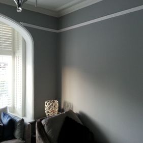 grey and white wall in living room