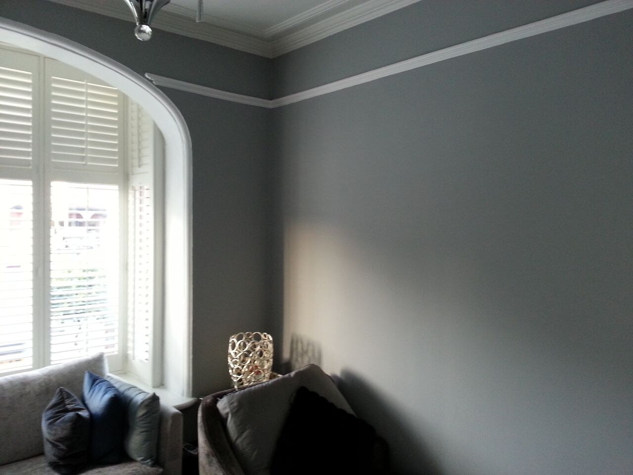 grey and white wall in living room