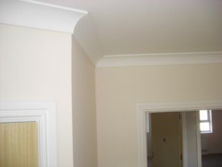 a plastered ceiling
